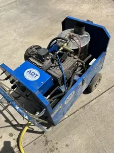 Nilfisk DTE 500HM diesel hot pressure washer running during testing after contaminated fuel repair in Leicester.